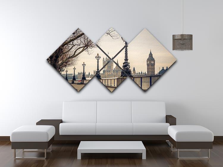 Big Ben and Houses of parliament 4 Square Multi Panel Canvas  - Canvas Art Rocks - 3