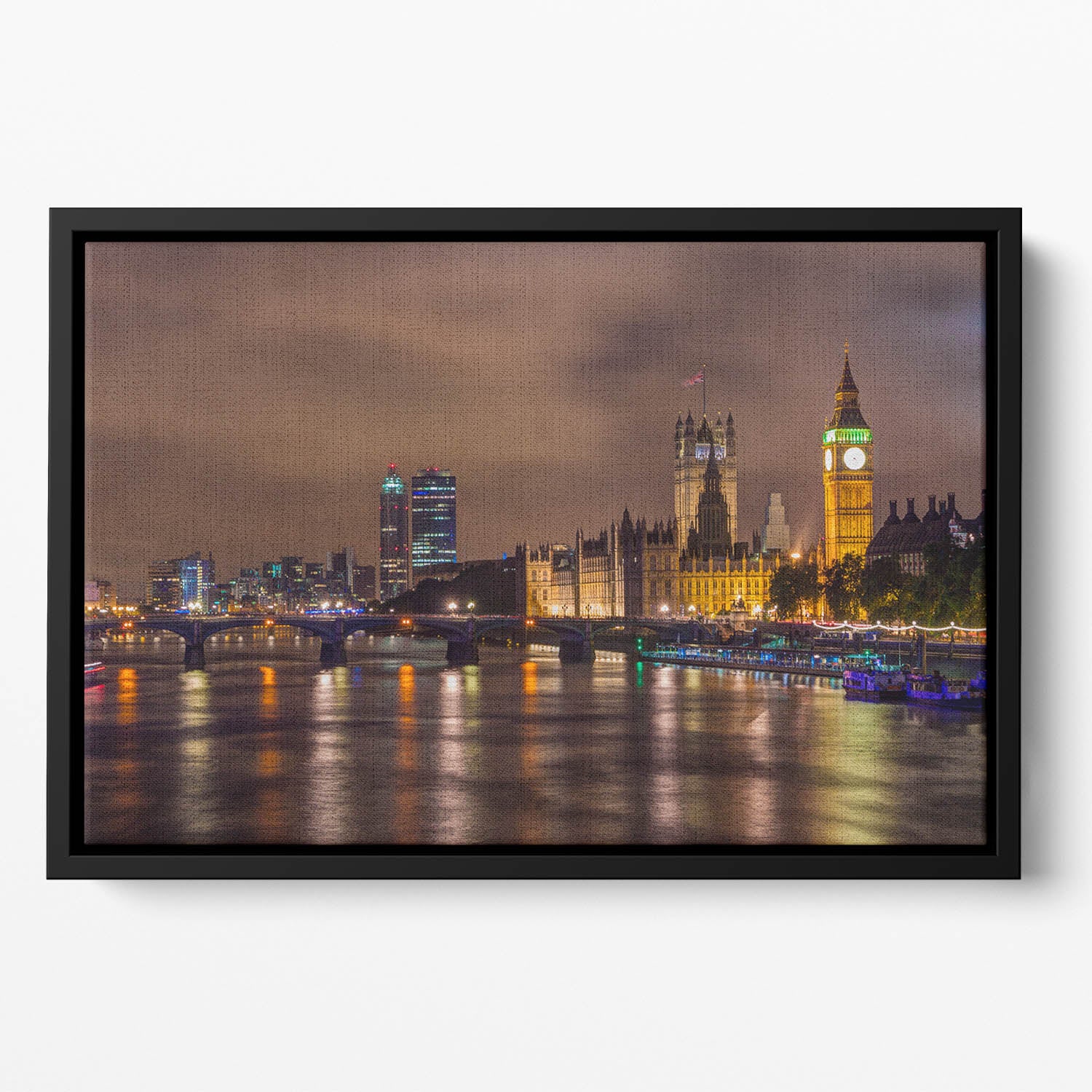 Big Ben and Westminster Bridge Floating Framed Canvas