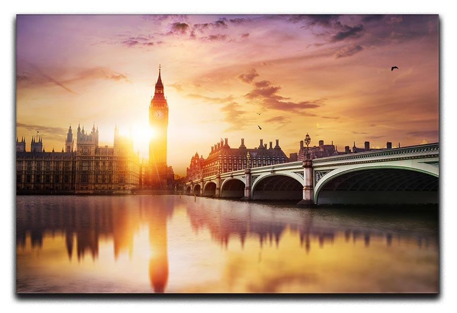 Big Ben and Westminster Bridge at dusk Canvas Print or Poster  - Canvas Art Rocks - 1