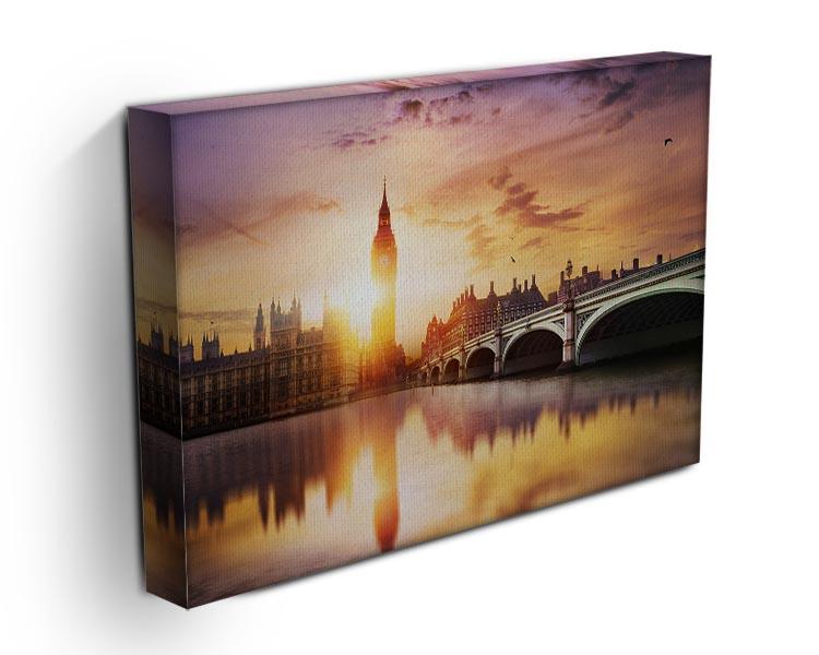 Big Ben and Westminster Bridge at dusk Canvas Print or Poster - Canvas Art Rocks - 3