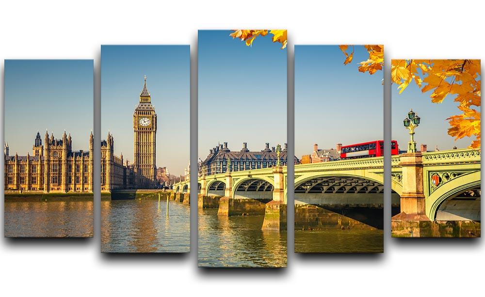 Big Ben and westminster bridge in London 5 Split Panel Canvas  - Canvas Art Rocks - 1