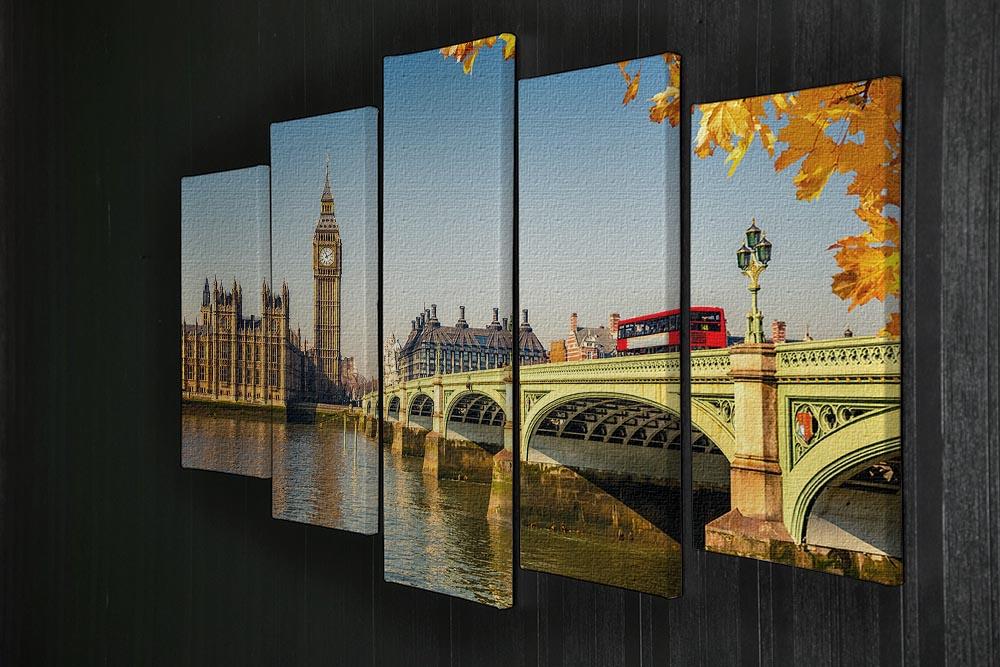 Big Ben and westminster bridge in London 5 Split Panel Canvas  - Canvas Art Rocks - 2