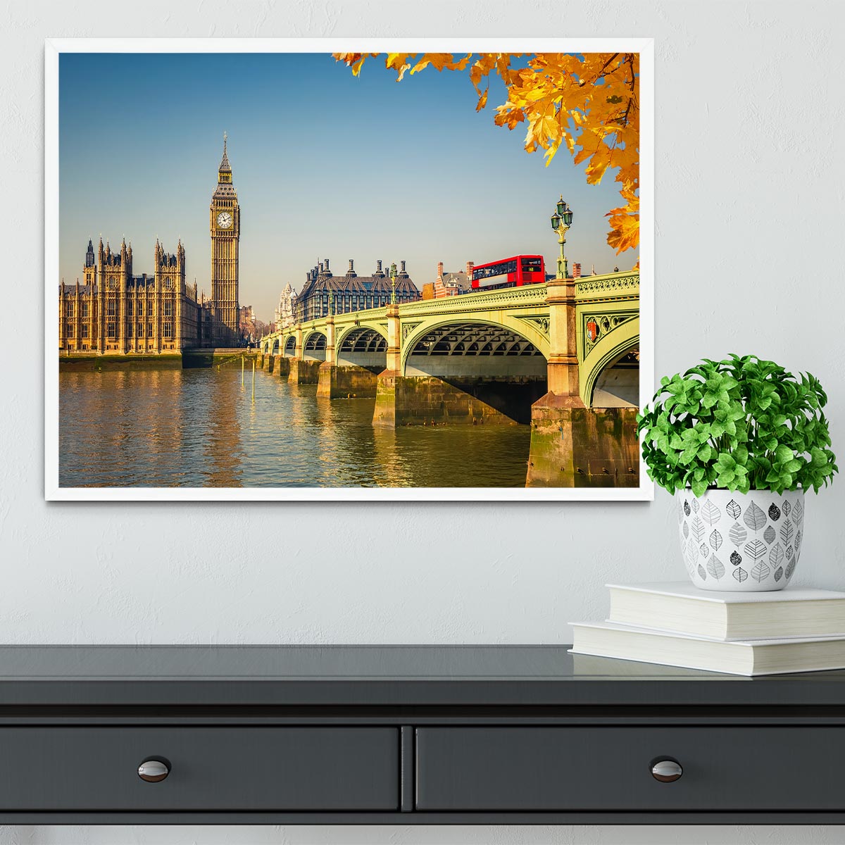 Big Ben and westminster bridge in London Framed Print - Canvas Art Rocks -6