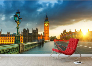 Big Ben at sunset Wall Mural Wallpaper - Canvas Art Rocks - 2