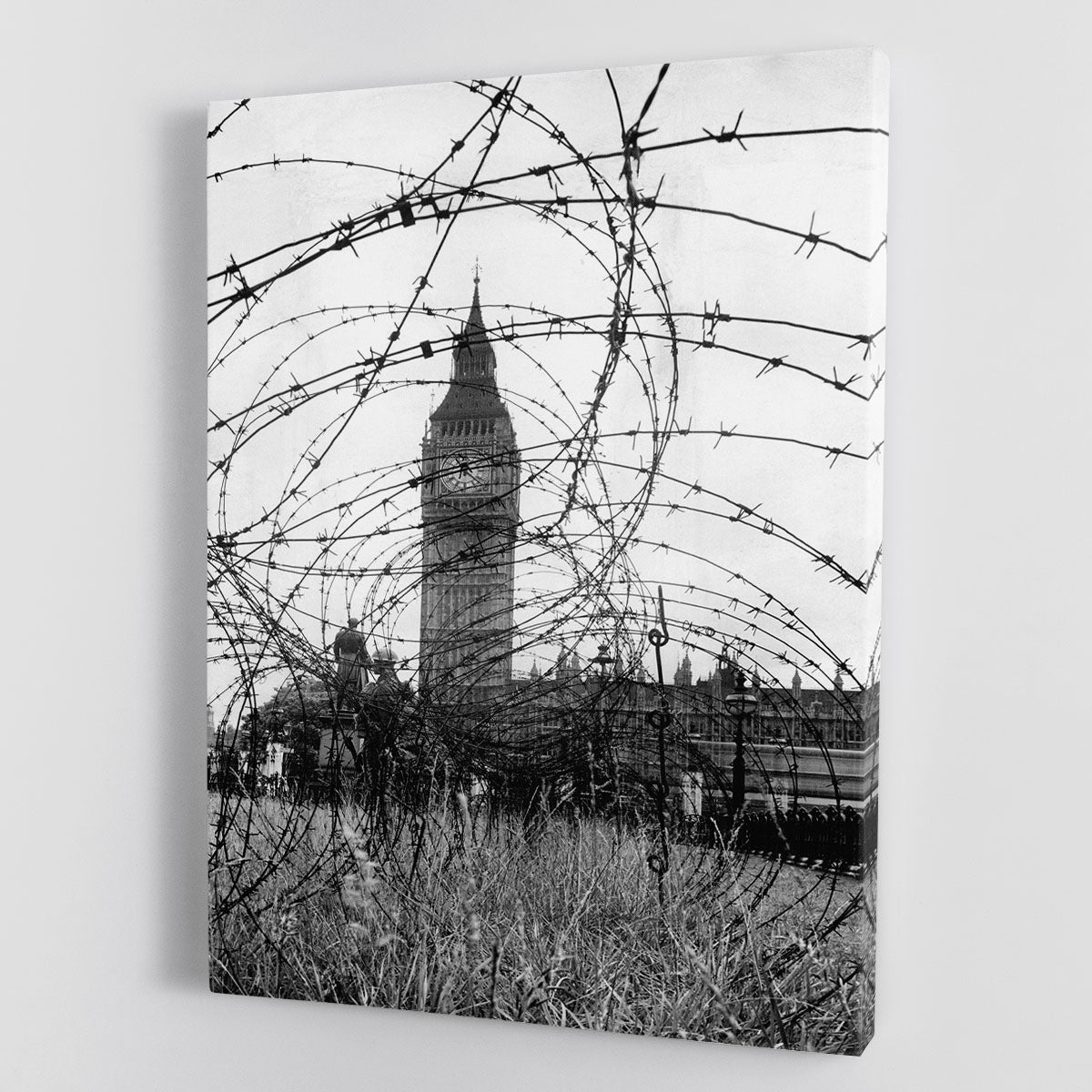 Big Ben through barbed wire Canvas Print or Poster - Canvas Art Rocks - 1