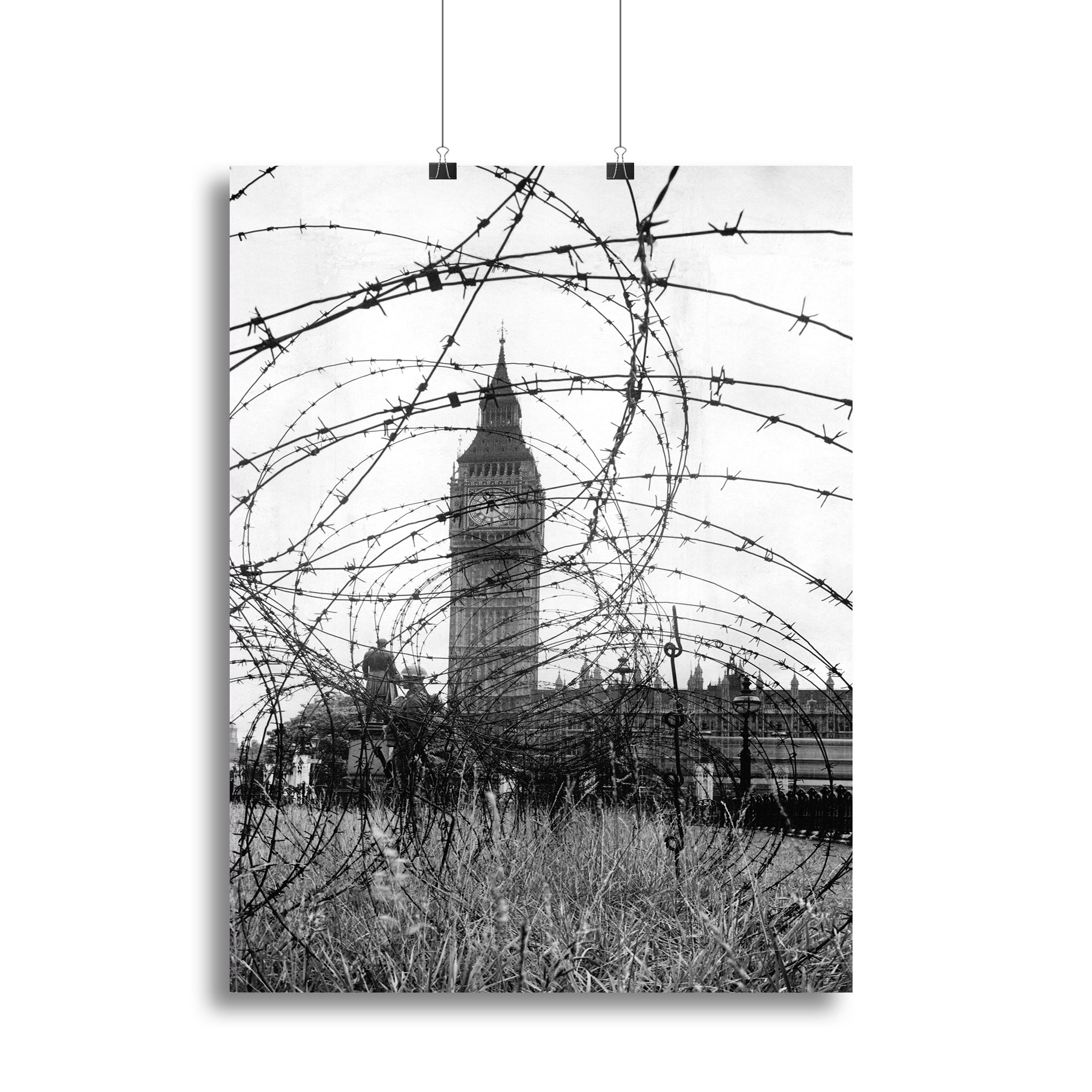 Big Ben through barbed wire Canvas Print or Poster - Canvas Art Rocks - 2