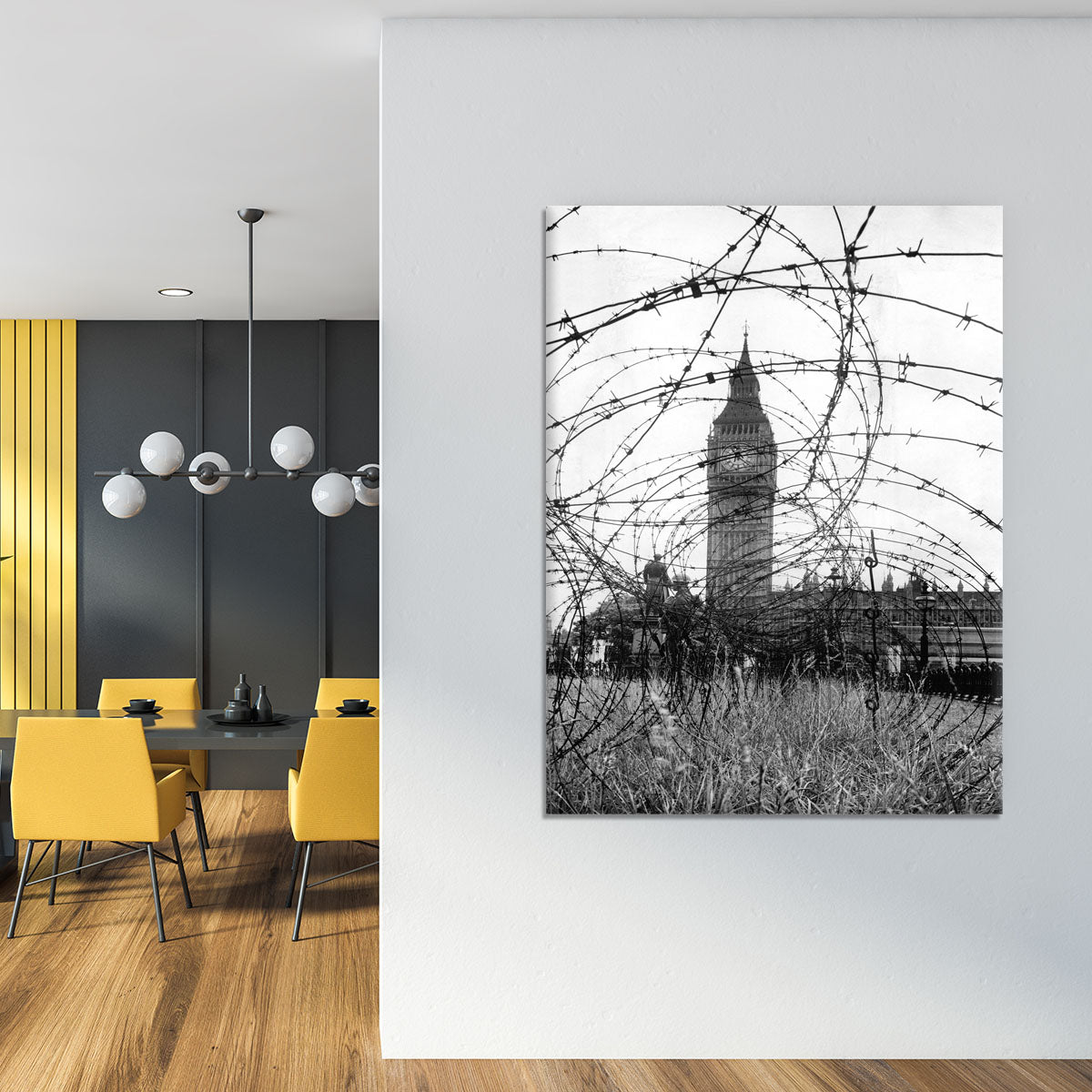 Big Ben through barbed wire Canvas Print or Poster - Canvas Art Rocks - 4