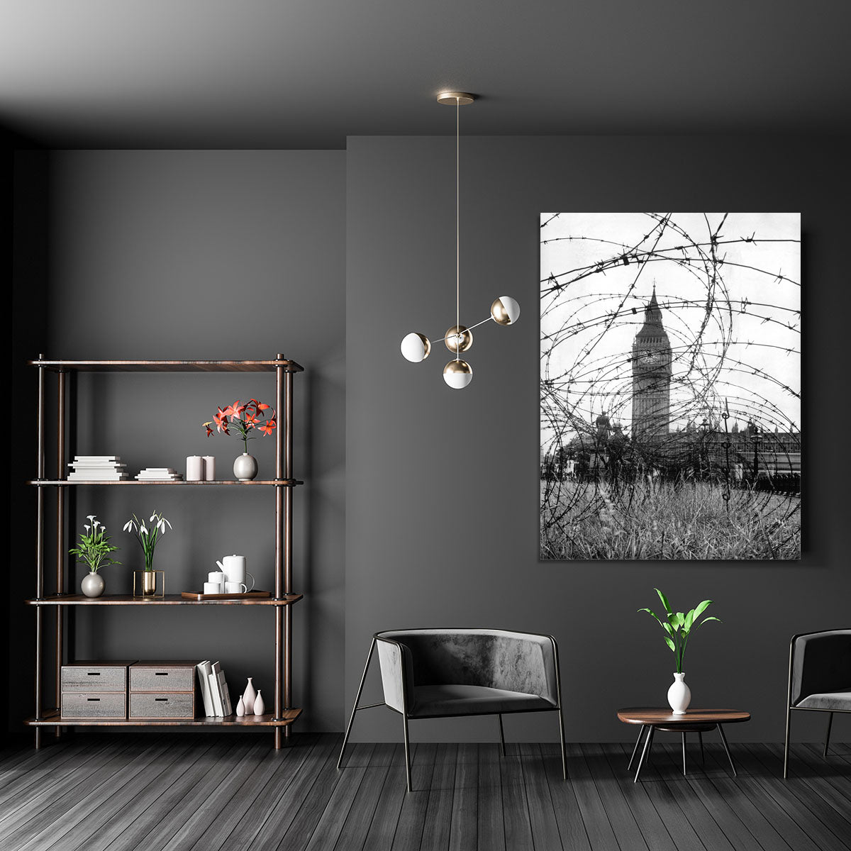 Big Ben through barbed wire Canvas Print or Poster - Canvas Art Rocks - 5