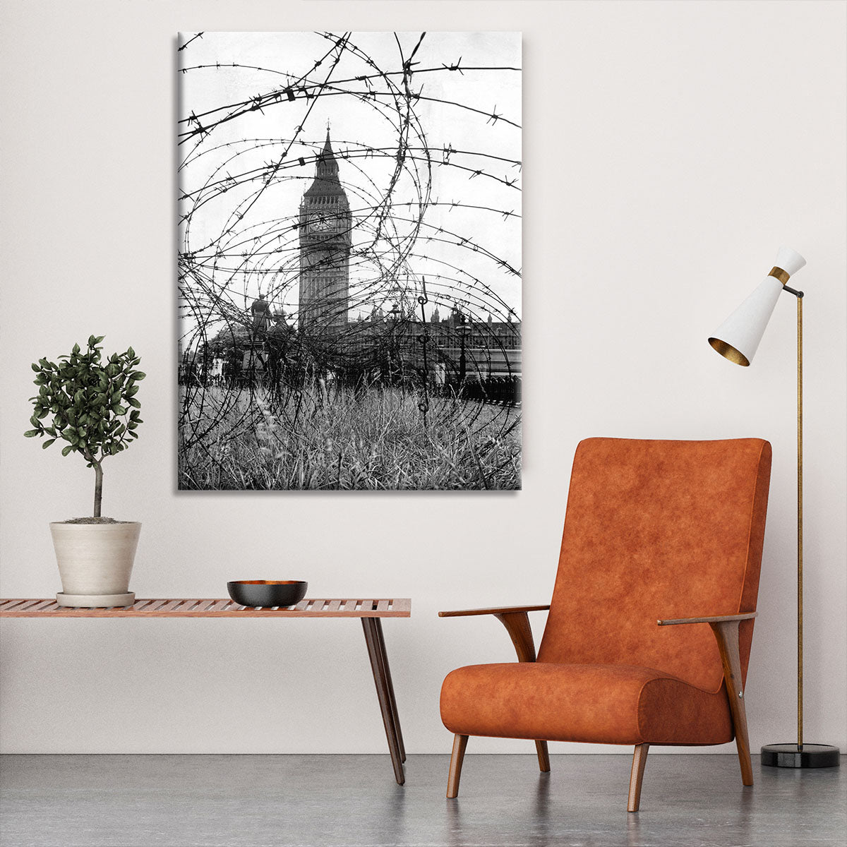 Big Ben through barbed wire Canvas Print or Poster - Canvas Art Rocks - 6