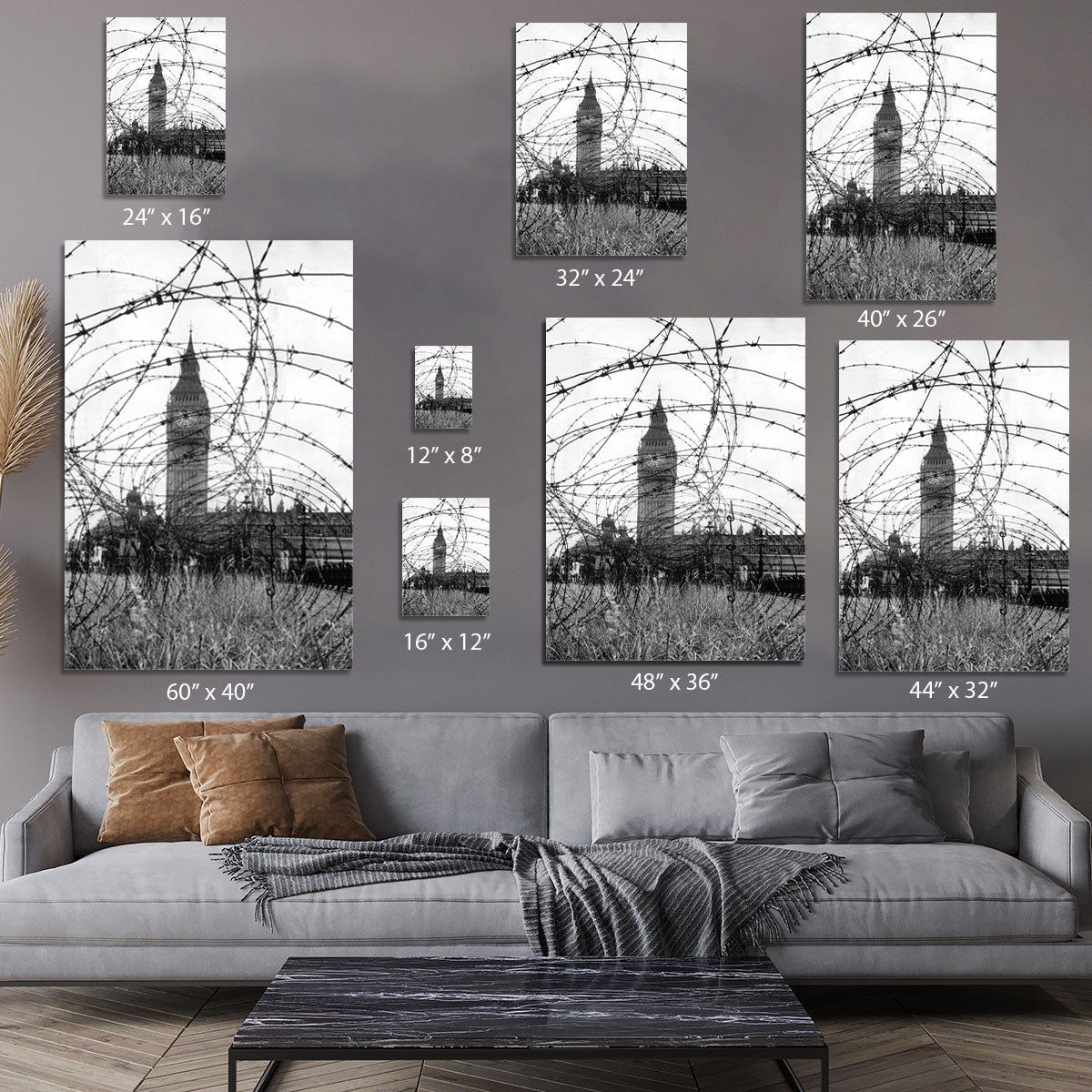 Big Ben through barbed wire Canvas Print or Poster - Canvas Art Rocks - 7