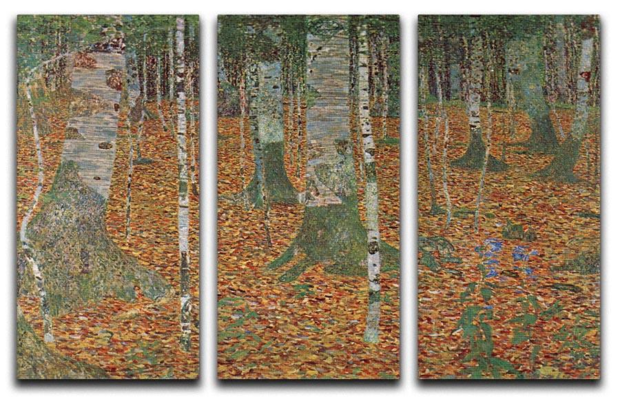 Birch Forest by Klimt 3 Split Panel Canvas Print - Canvas Art Rocks - 1