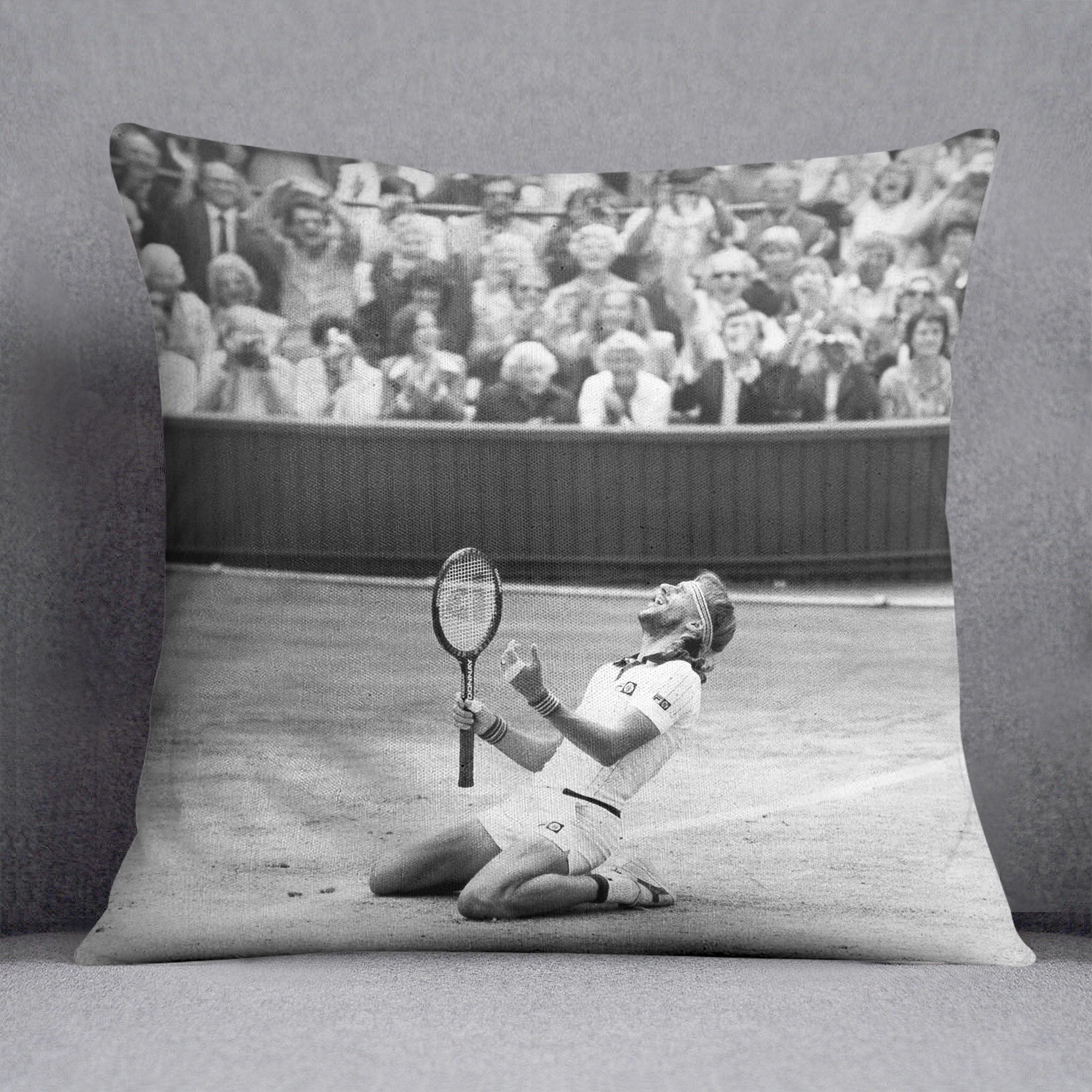 Bjorn Borg celebrates at Wimbledon Cushion