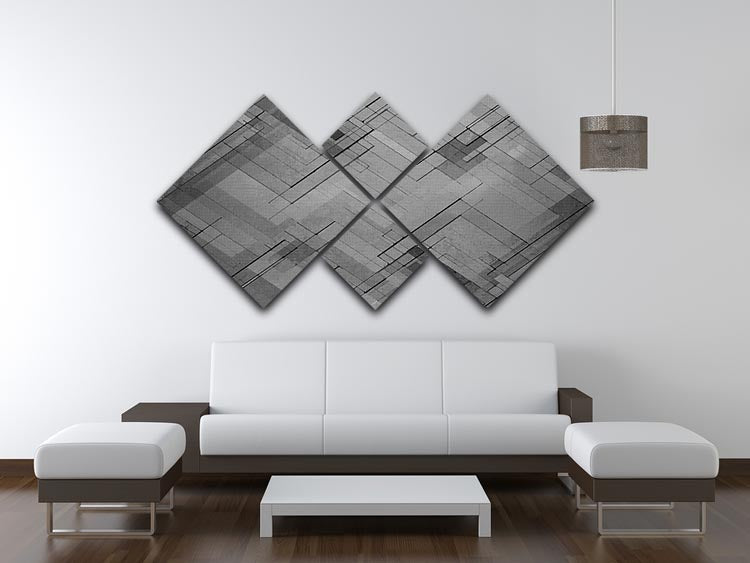 Black Chevron Background 4 Square Multi Panel Canvas - Canvas Art Rocks - 3