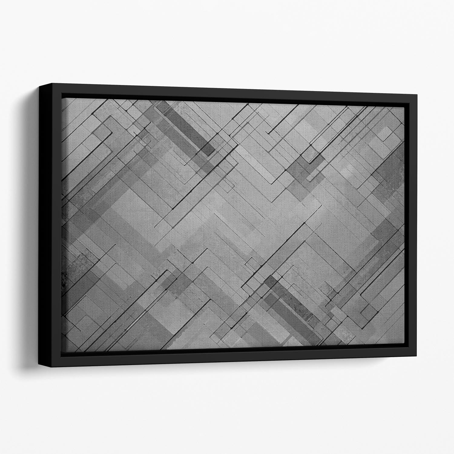 Black Chevron Background Floating Framed Canvas - Canvas Art Rocks - 1