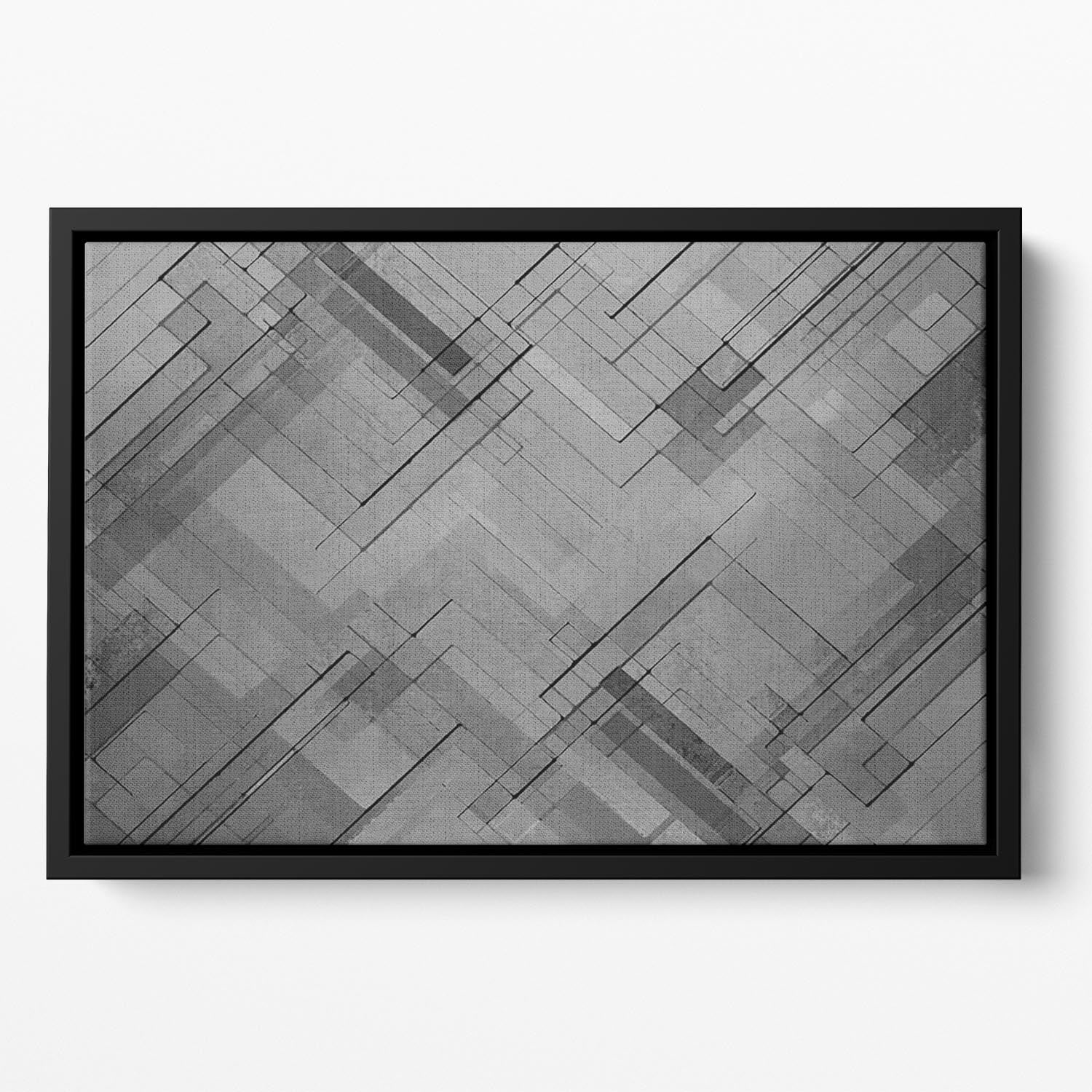 Black Chevron Background Floating Framed Canvas - Canvas Art Rocks - 2