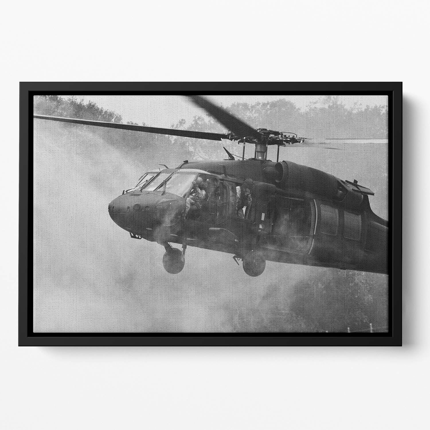 Black Hawk Helicopter Floating Framed Canvas