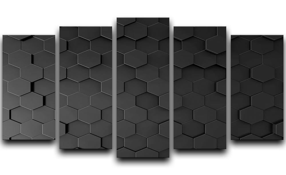 Black Hexagon Pattern 5 Split Panel Canvas - Canvas Art Rocks - 1