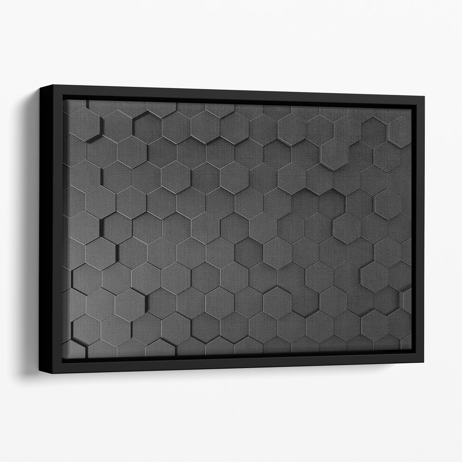 Black Hexagon Pattern Floating Framed Canvas - Canvas Art Rocks - 1