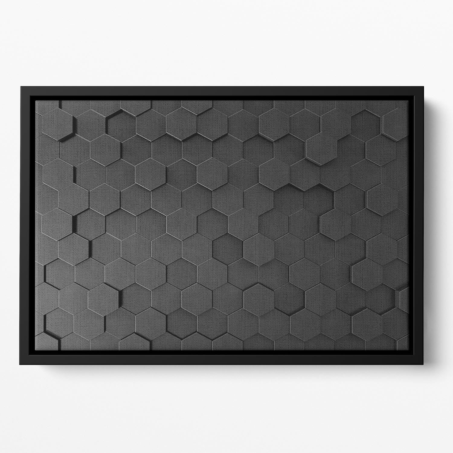 Black Hexagon Pattern Floating Framed Canvas - Canvas Art Rocks - 2