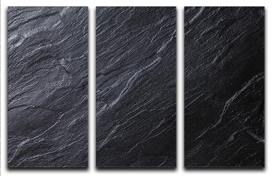 Black Textured Stone 3 Split Panel Canvas Print - Canvas Art Rocks - 1