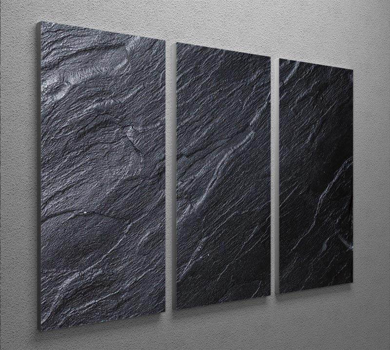 Black Textured Stone 3 Split Panel Canvas Print - Canvas Art Rocks - 2