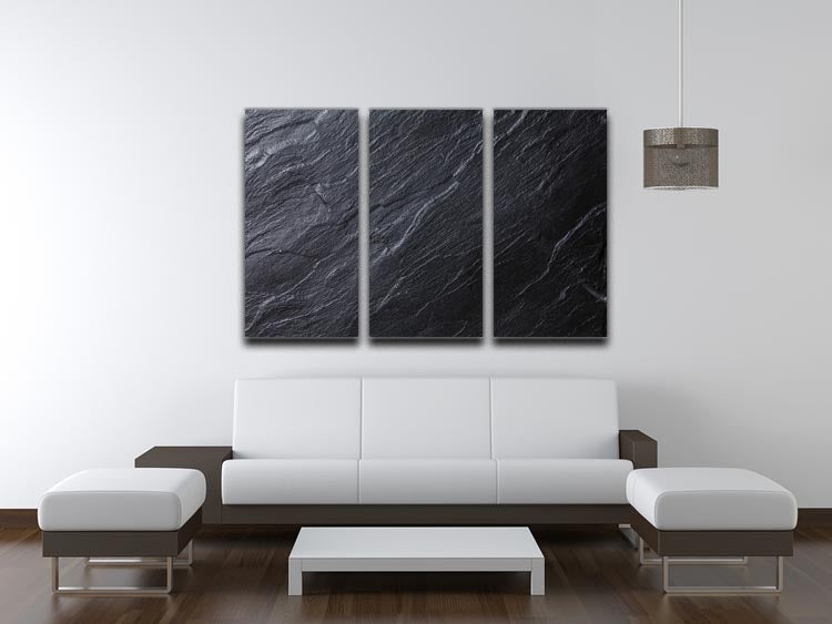Black Textured Stone 3 Split Panel Canvas Print - Canvas Art Rocks - 3