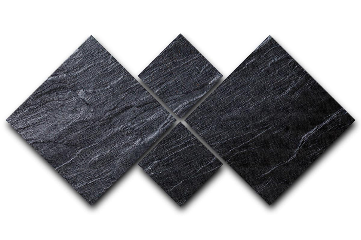 Black Textured Stone 4 Square Multi Panel Canvas - Canvas Art Rocks - 1