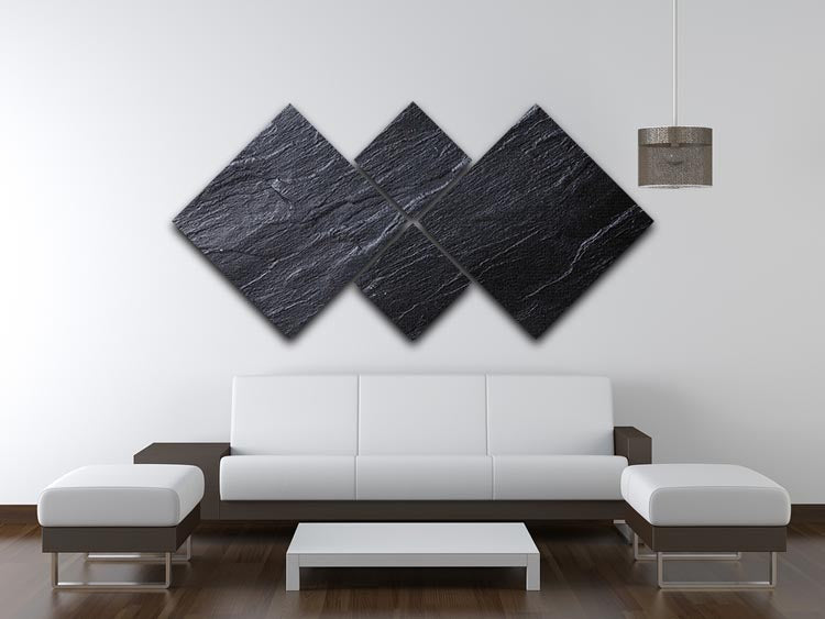 Black Textured Stone 4 Square Multi Panel Canvas - Canvas Art Rocks - 3