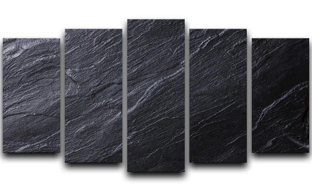 Black Textured Stone 5 Split Panel Canvas - Canvas Art Rocks - 1