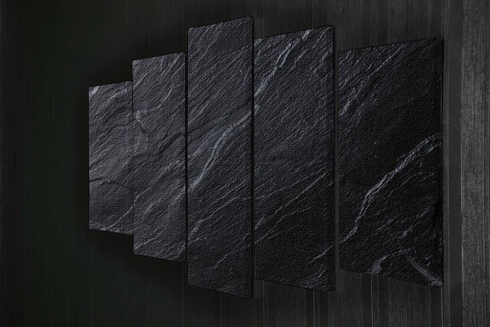 Black Textured Stone 5 Split Panel Canvas - Canvas Art Rocks - 2