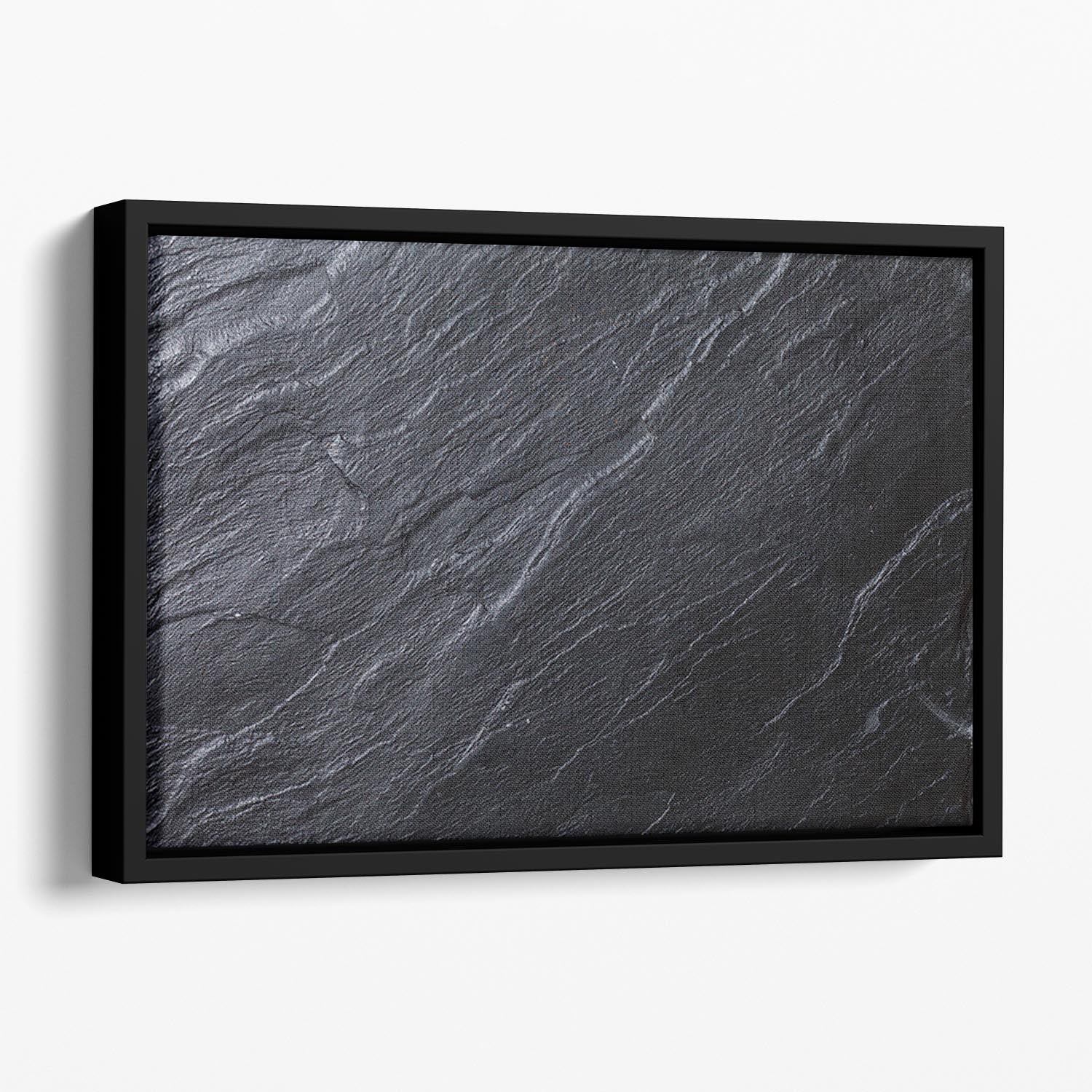 Black Textured Stone Floating Framed Canvas - Canvas Art Rocks - 1