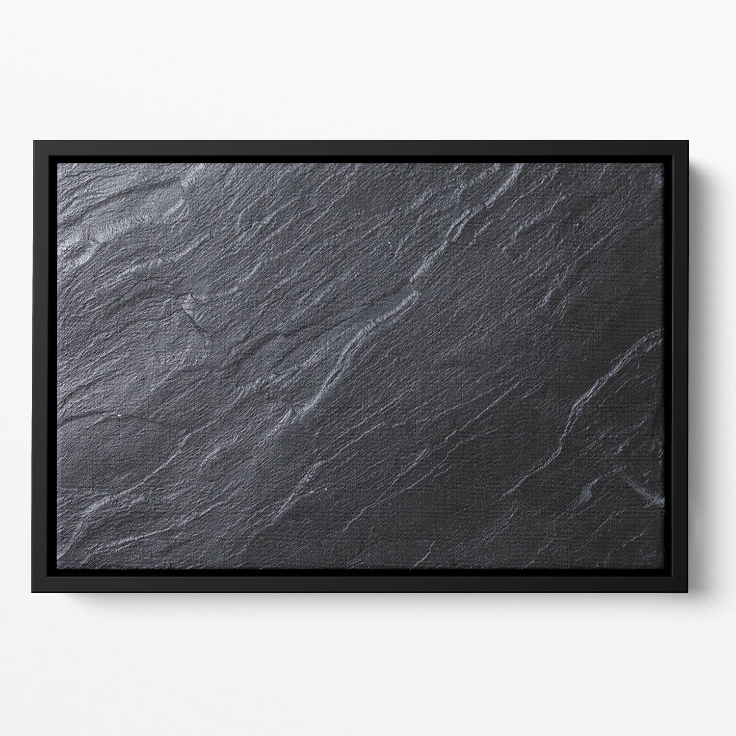 Black Textured Stone Floating Framed Canvas - Canvas Art Rocks - 2