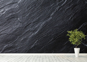Black Textured Stone Wall Mural Wallpaper - Canvas Art Rocks - 4