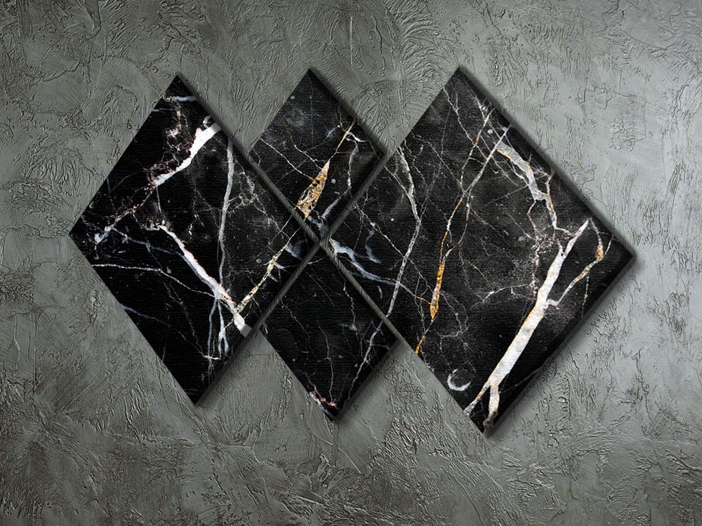 Black White and Gold Cracked Marble 4 Square Multi Panel Canvas - Canvas Art Rocks - 2