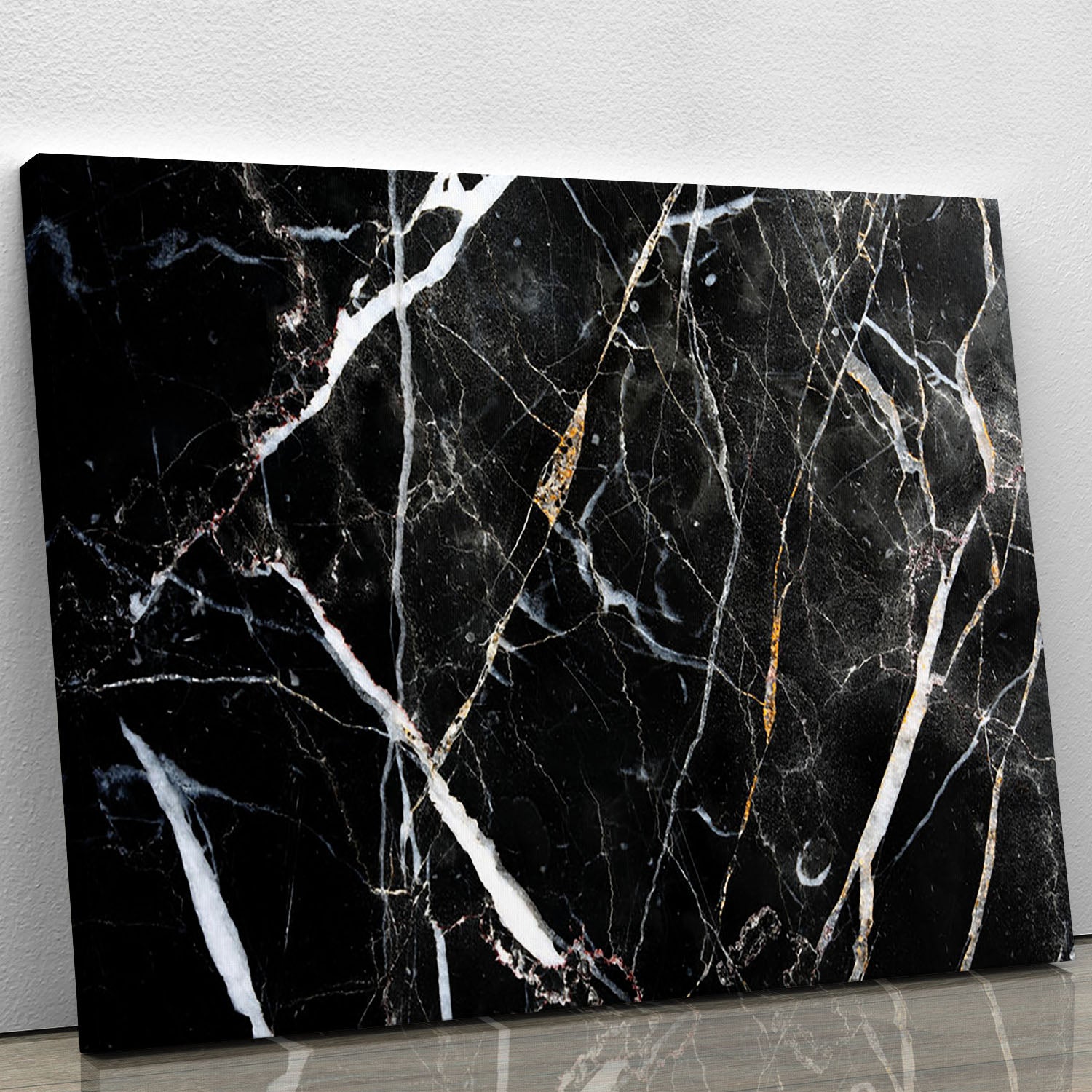 Black White and Gold Cracked Marble Canvas Print or Poster - Canvas Art Rocks - 1