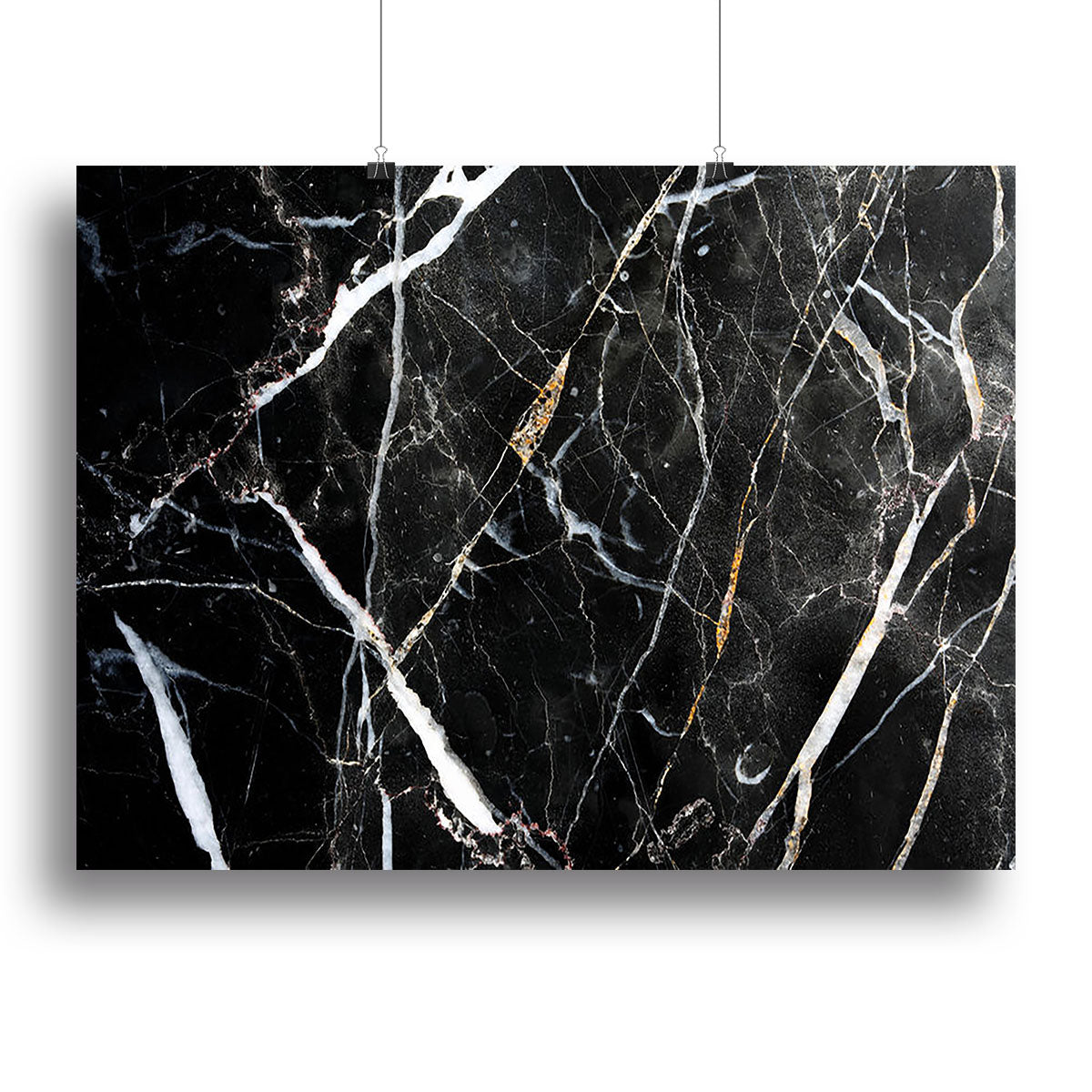Black White and Gold Cracked Marble Canvas Print or Poster - Canvas Art Rocks - 2
