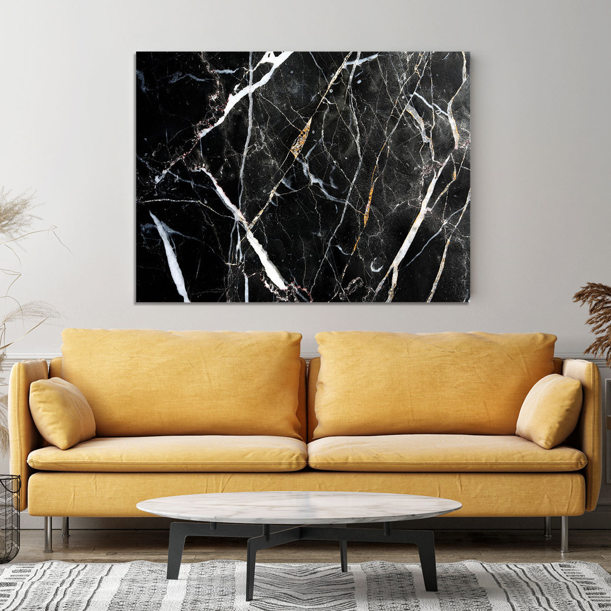 Black White and Gold Cracked Marble Canvas Print or Poster - Canvas Art Rocks - 4