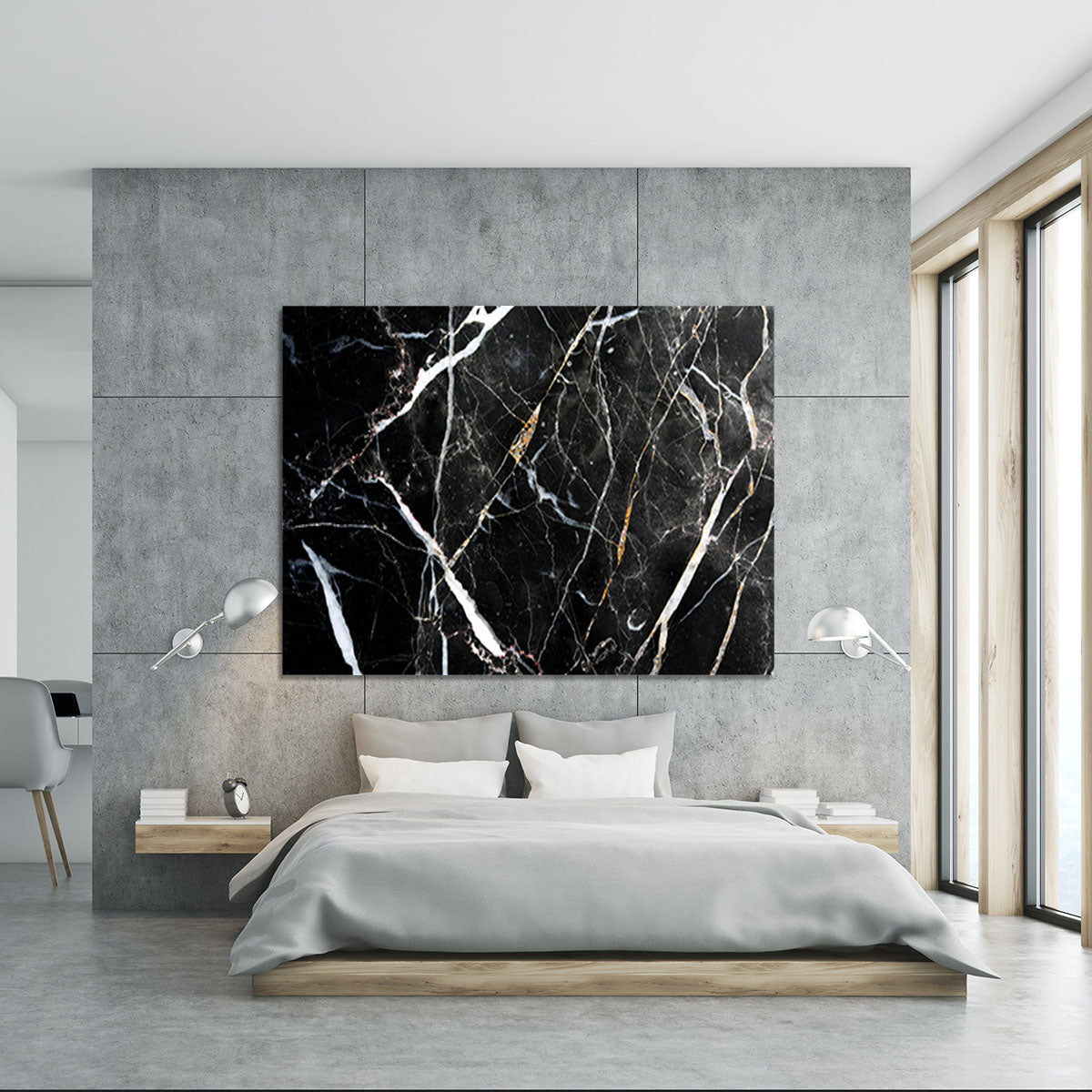 Black White and Gold Cracked Marble Canvas Print or Poster - Canvas Art Rocks - 5