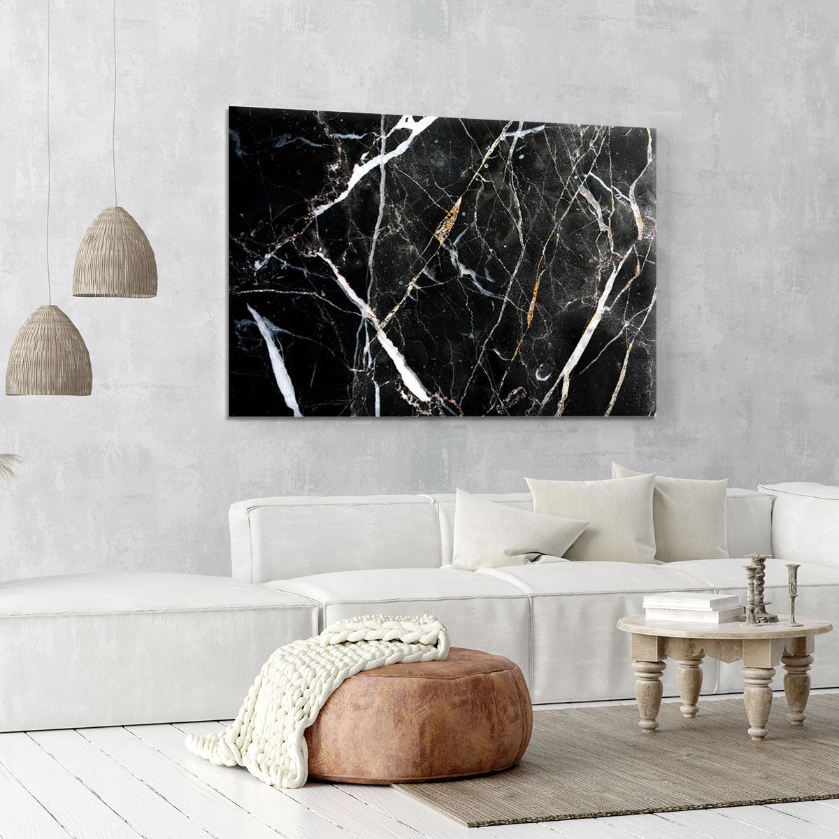 Black White and Gold Cracked Marble Canvas Print or Poster - Canvas Art Rocks - 6