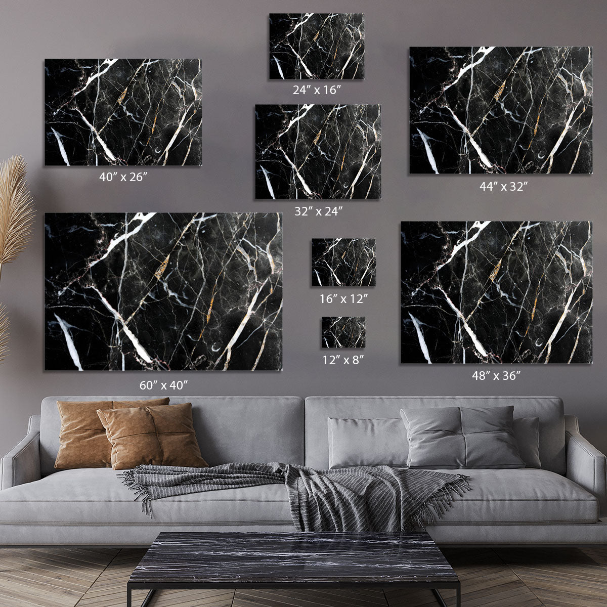 Black White and Gold Cracked Marble Canvas Print or Poster - Canvas Art Rocks - 7