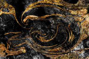 Black and Gold Swirled Marble Wall Mural Wallpaper - Canvas Art Rocks - 1