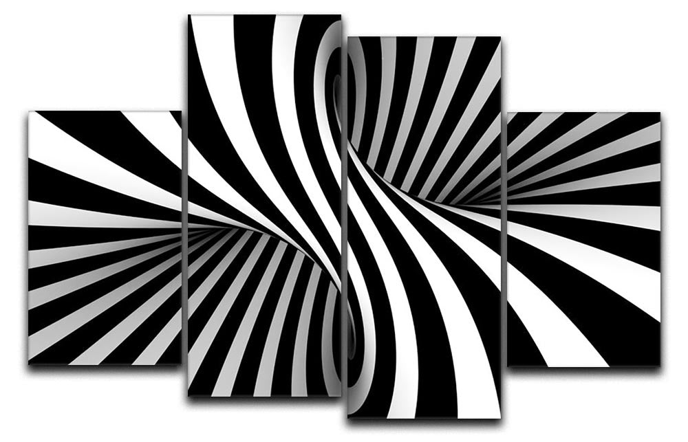Black and White Optical Ilusion 4 Split Panel Canvas - Canvas Art Rocks - 1