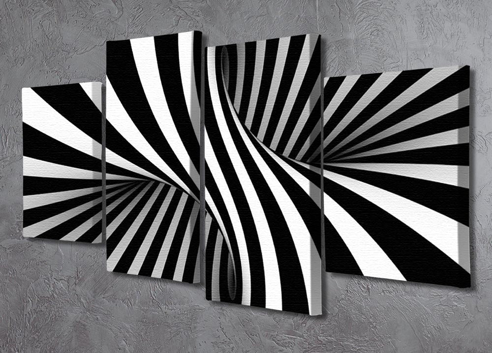 Black and White Optical Ilusion 4 Split Panel Canvas - Canvas Art Rocks - 2
