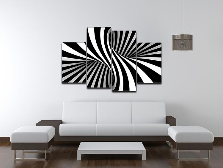 Black and White Optical Ilusion 4 Split Panel Canvas - Canvas Art Rocks - 3