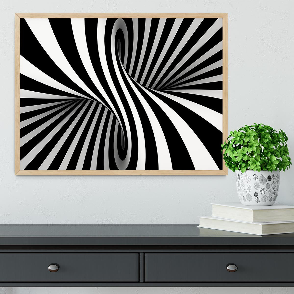 Black and White Optical Ilusion Framed Print - Canvas Art Rocks - 4