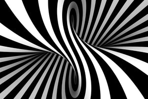 Black and White Optical Ilusion Wall Mural Wallpaper - Canvas Art Rocks - 1
