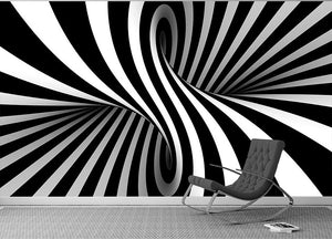 Black and White Optical Ilusion Wall Mural Wallpaper - Canvas Art Rocks - 2