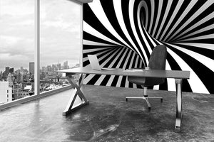 Black and White Optical Ilusion Wall Mural Wallpaper - Canvas Art Rocks - 3