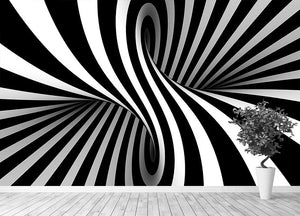 Black and White Optical Ilusion Wall Mural Wallpaper - Canvas Art Rocks - 4