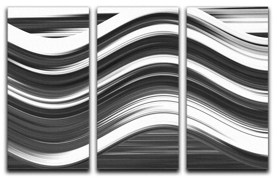 Black and White Wave 3 Split Panel Canvas Print - Canvas Art Rocks - 1